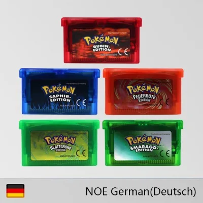 GBA Spielmodul 32-Bit Videospielkonsolen-Karte Pokemon Smaragd- Feuerrote Rubin- Deutsche Sprache Glänzendes Etikett für GBA NDS Image