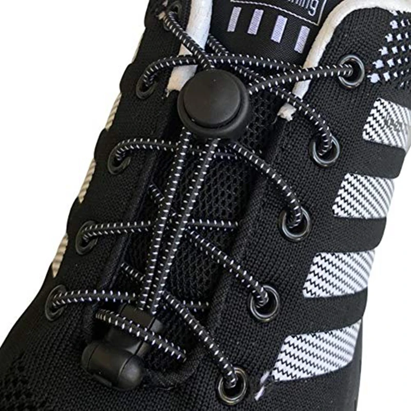Runde elastische Schnürsenkel, geeignet für verschiedene Schuhzubehörteile, keine Schnürsenkel, feste Dehnungsverschluss, faule Schnürsenkel, 1 Paar Image