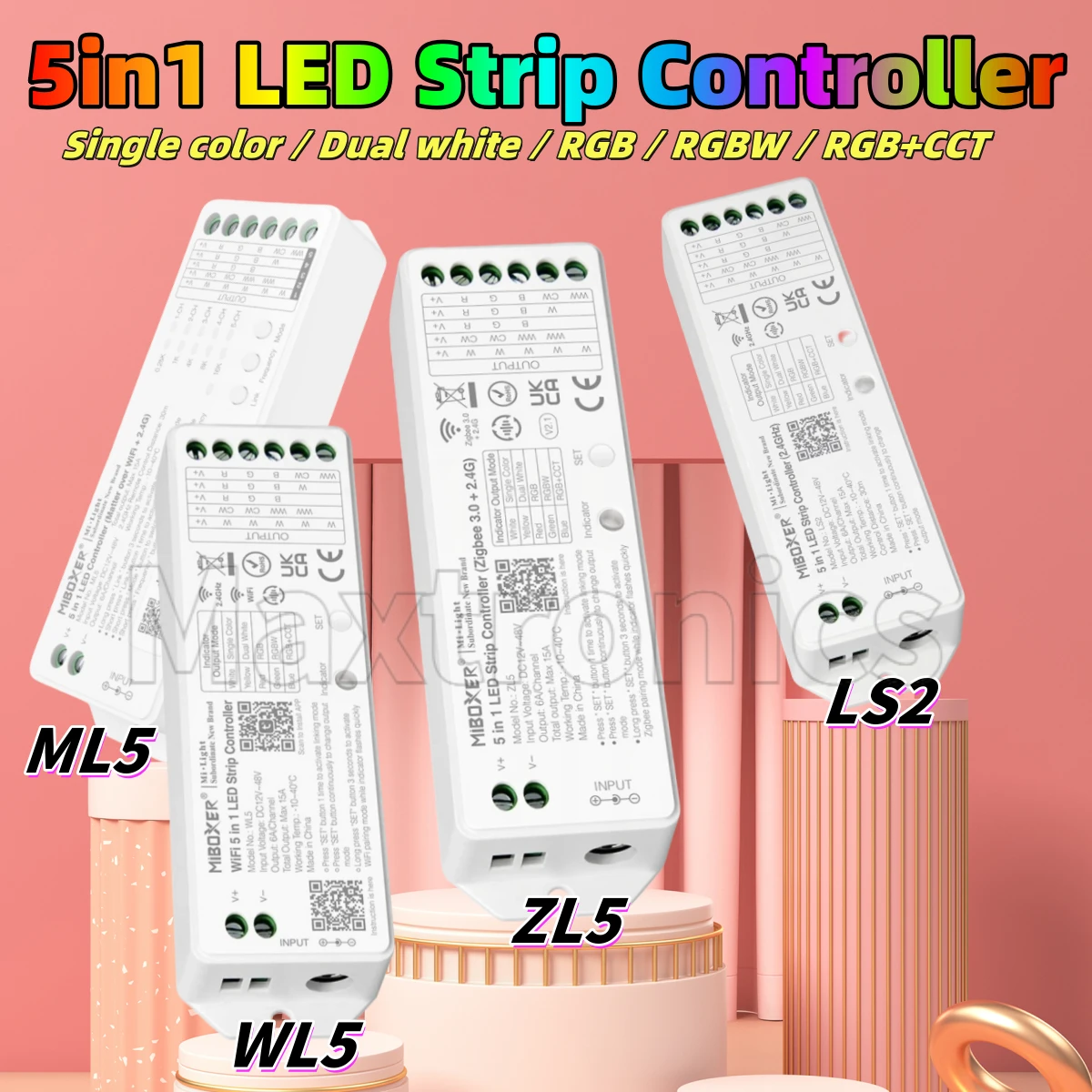 NEUE Miboxer 5in1 LED Streifen Fernbedienung Zigbee + 2,4G ZL5/Wifi + 2,4G WL5/2,4G LS2 Unterstützung Alexa Google Assistent Sprachsteuerung Image
