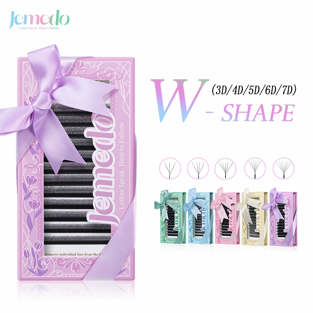 JEMEDO W-Shape Wimpernverlängerung 3D/4D/5D/6D/7D/8D Wimpernextensions C/D/M Curl 0,07 mm Natürliche vorgefertigte Volumenfächer für Beauty-Make-up Image