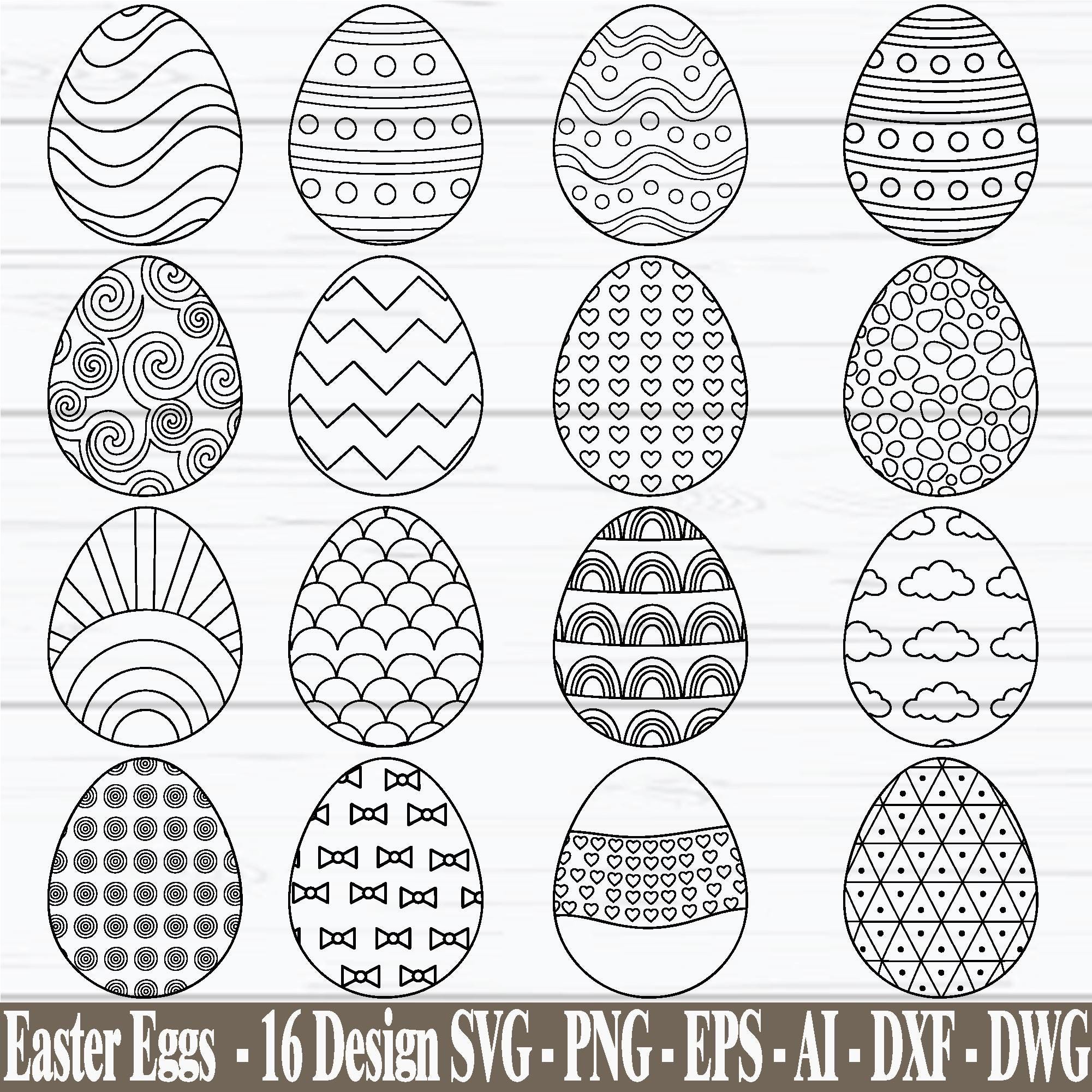 Pacchetto SVG di uova di Pasqua, ornamenti pasquali tagliati al laser in formato SVG, contorno di uova di Pasqua, felice Pasqua in formato SVG, primav