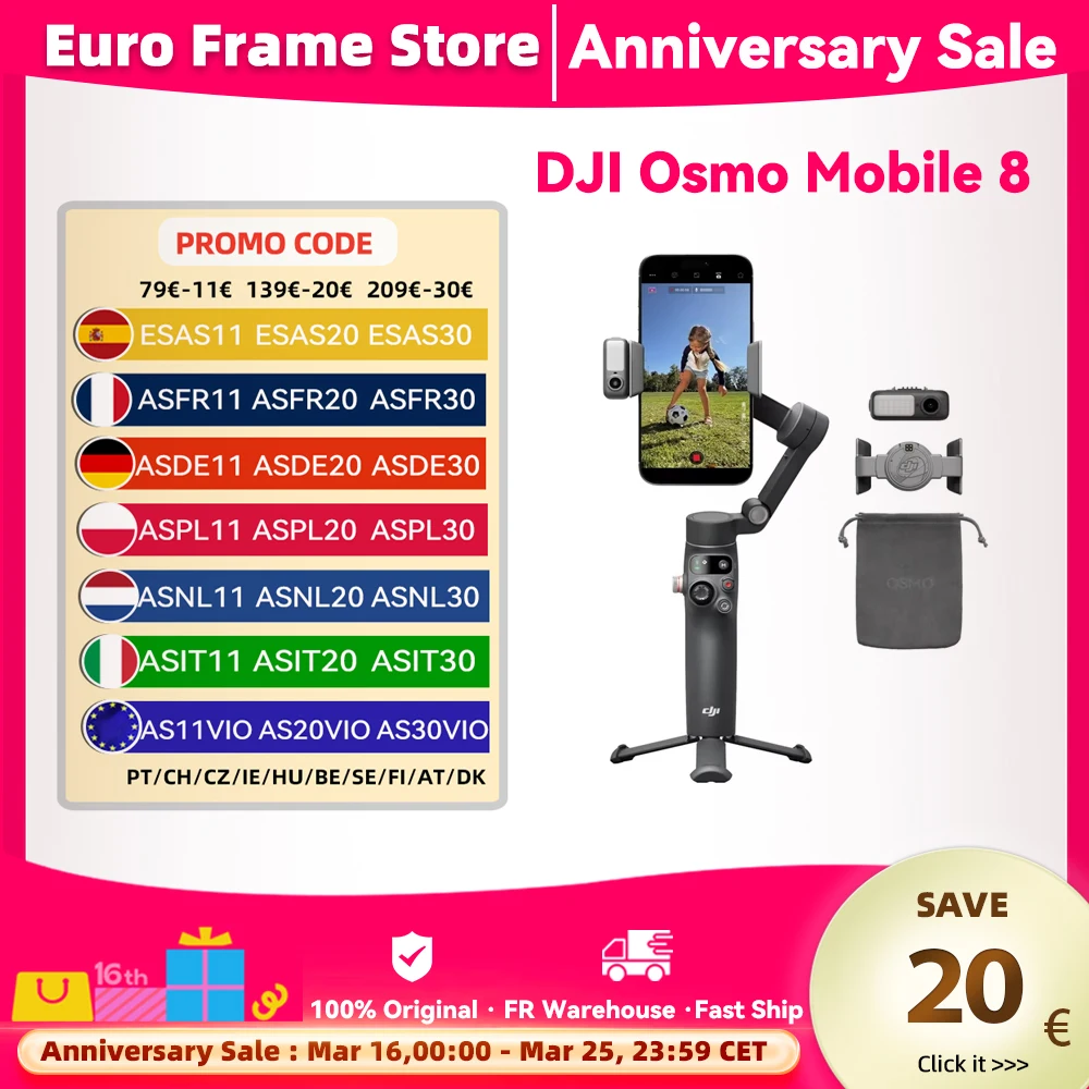 DJI OM8 Osmo Mobile 8 Smartphone Gimbal Stabilisator 3-Achsen Handy-Gimbal Original Brandneu OM8 Image