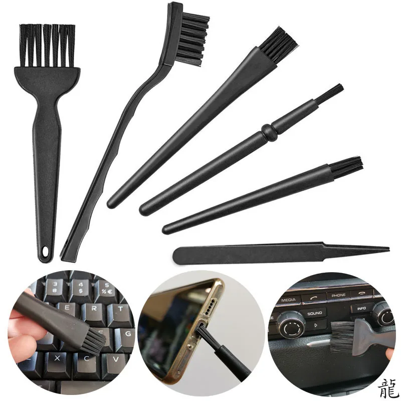 6-in-1-Reinigungsbürsten-Set für schwarze Tastaturen, kleiner Computer-Staubbürstenreiniger, antistatisch, für Laptop, USB, Haushaltsreinigungswerkzeug Image