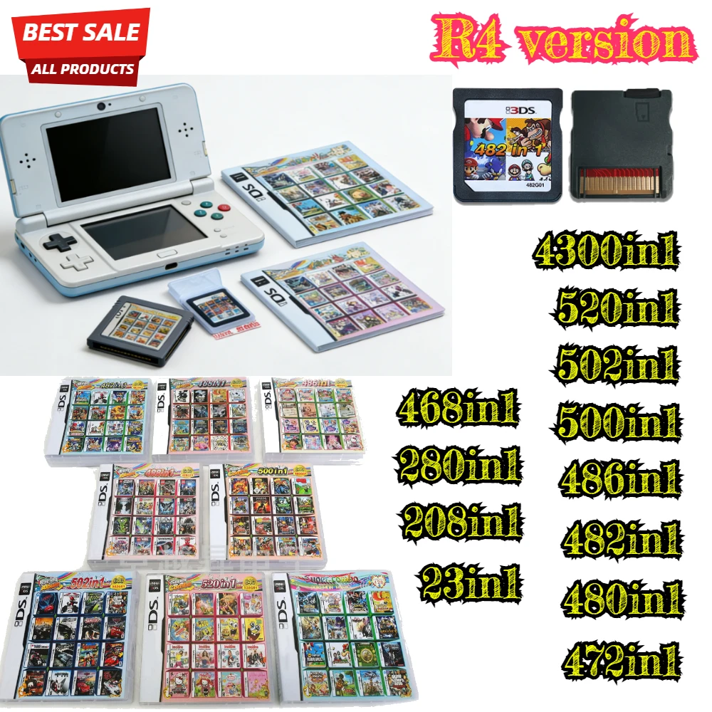 4300in1/208in1/280in1/472in1/520in1 MULTI CART Super Combo Videospiel-Kartuschen-Set für DS NDS 3DS 3DSXL 2DS NDSL NDSI ﻿