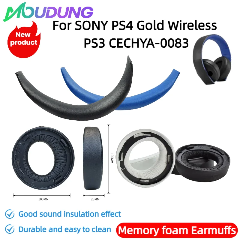 MOUDUNG Für SONY PS4 Gold Wireless PS3 CECHYA-0083 Stereo 7.1 Virtual Surround Kopfhörer Ersatz Speicher Schwamm Ohrpolster Image