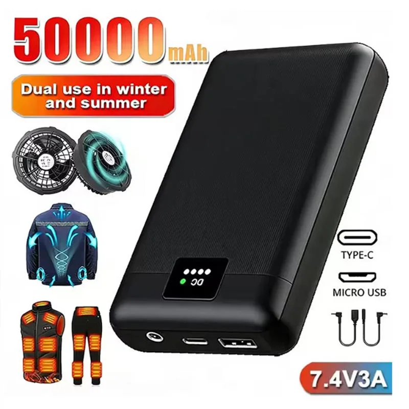 2026 Neue 50000mAh Powerbank für Heizwesten, Jacken, Handschuhe, Beheizte Zusatzbatterie DC 7,4V Tragbares Elektrisches Heizgerät Image