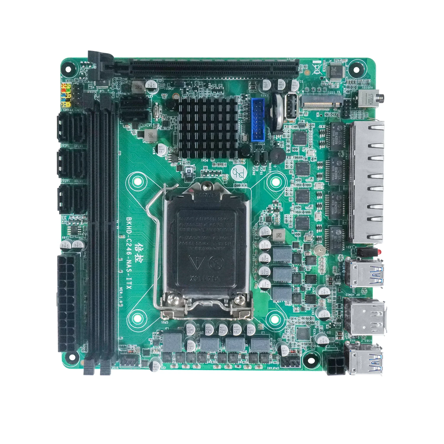 C246 8 SATA 8-Bays NAS Motherboard 4*I226 2,5G 2*M.2 NVME 2*DDR4 PCIE 16X ITX 17x17cm NAS Board LGA1151 Unterstützung 8th/9th Core CPU
