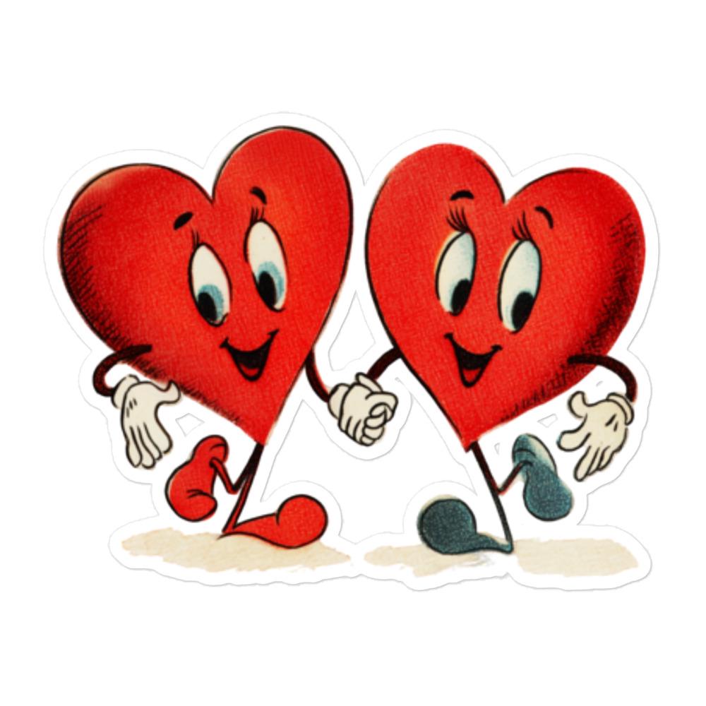 Adesivo in vinile con cuori dei cartoni animati vintage - Decalcomania retrò per San Valentino, ideale per regali, laptop e altro ancora