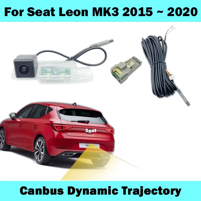 HICAMRUI Rückfahrkamera für Seat Leon MK3 5F FR LE 2013–2019 2020, dynamische Canbus-Trackkamera, Plug-and-Play ohne Codierung Image