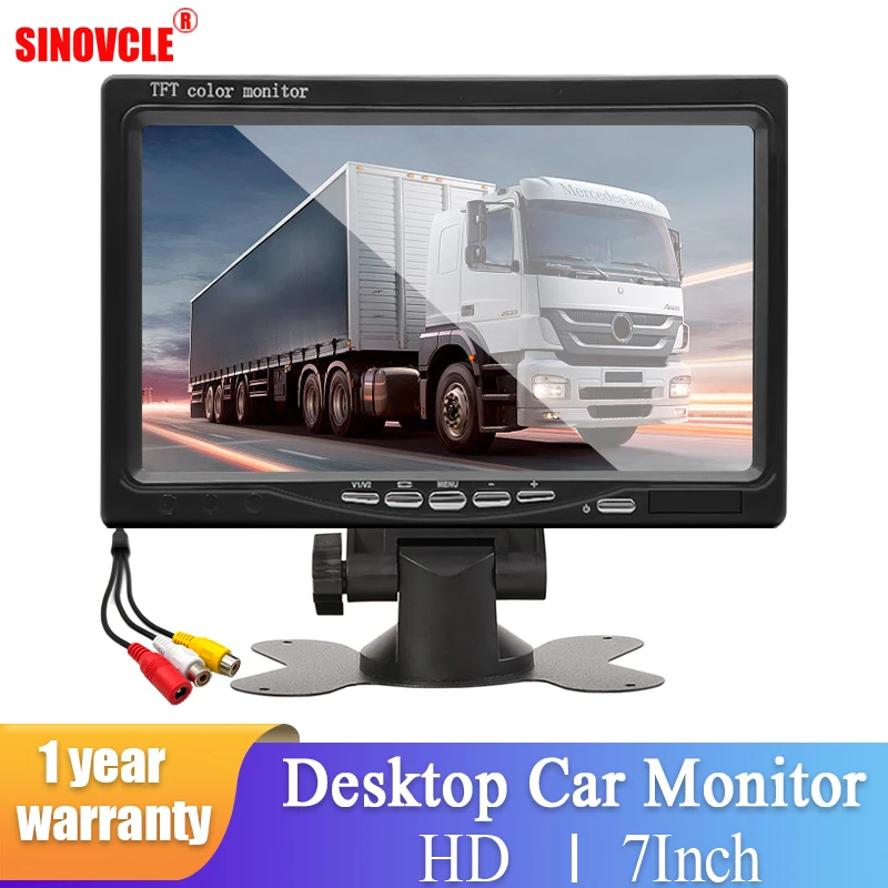 SINOVCLE 7 Zoll Auto Monitor Bildschirm Rückfahrkamera HD Digital 2 Weg Video Eingang Rückspiegel Bild 9V-36V TFT LCD Parksystem
