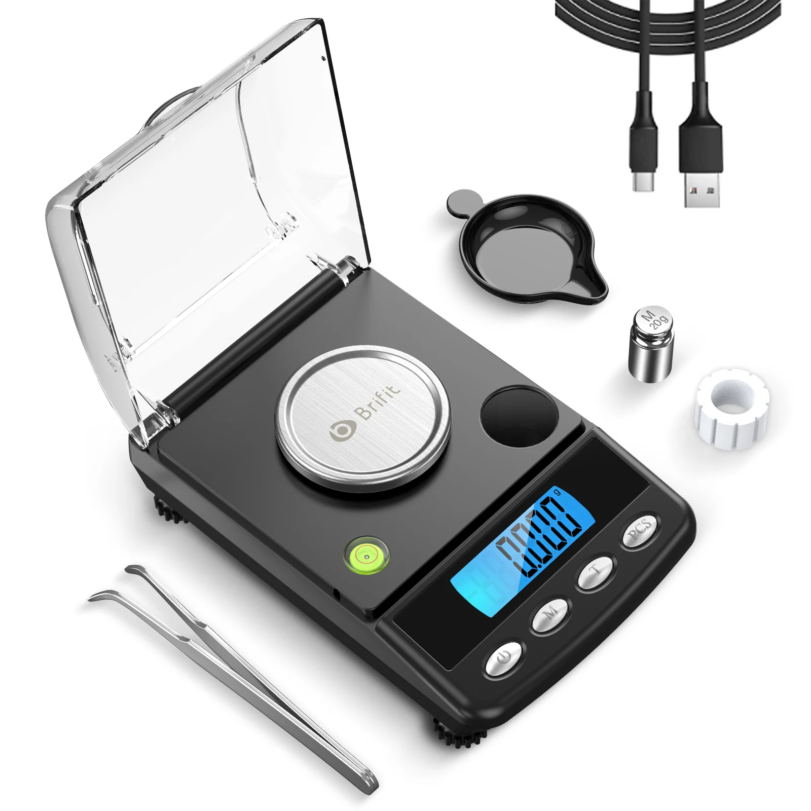 0,001g Präzision Digitale Waage Schmuck 20g USB Powered Elektronische Waage LCD Mini Labor Balance 0,001g Elektronische waagen Image