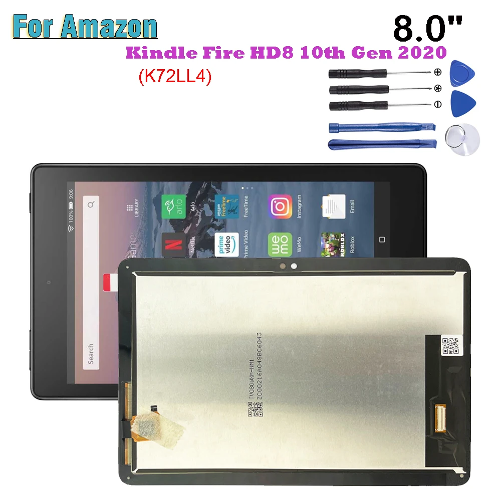 LCD 8,0 "Zoll Für Amazon Feuer HD8 HD 8 HD8 Plus HD8 + 2020 10th Gen K72LL4 KFONWI LCD Display Touchscreen Digitizer Montage Image