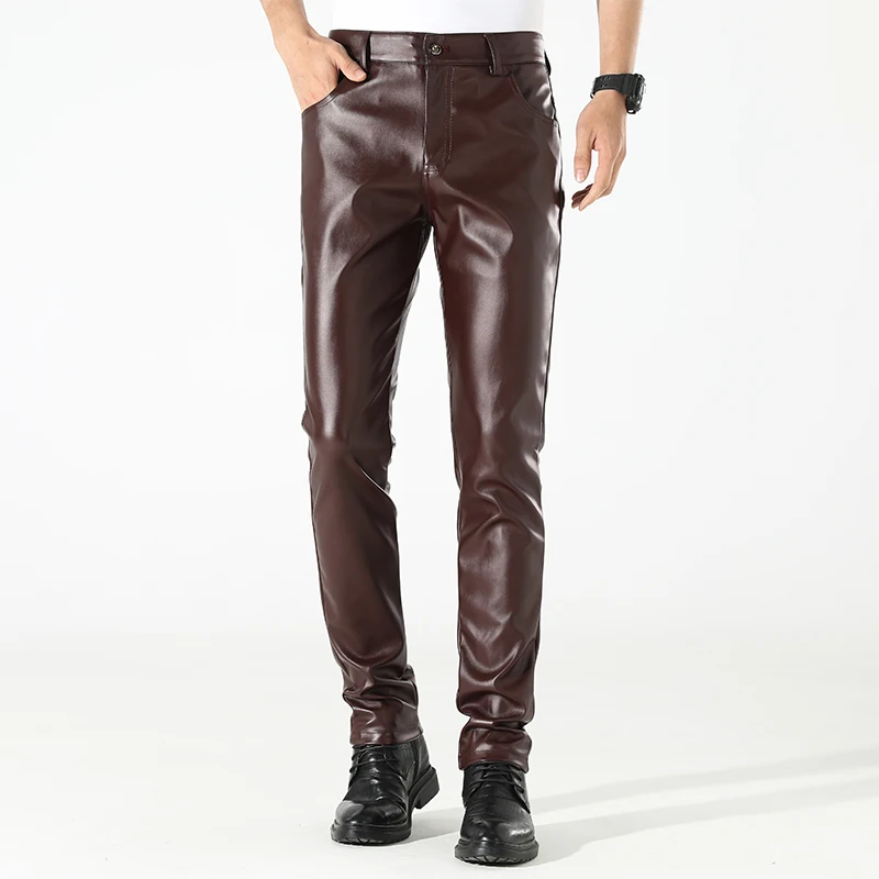 Herren Lederhose Skinny Fit Stretch Mode PU-Lederhose Party- & Tanzhose Dünne Streetwear Image