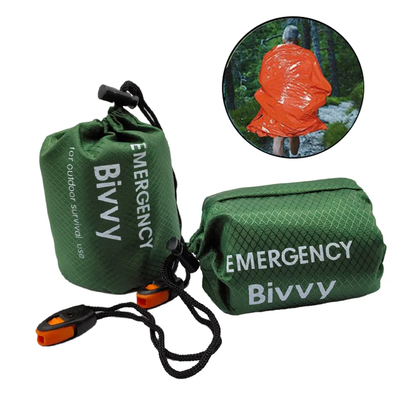 Tragbare Wasserdichte Notfall Überleben Schlafsack Outdoor Edc Camping Ausrüstung Thermische Sack Erste Hilfe Rettungs Kit Mylar Decke Image