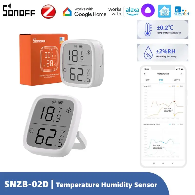 SONOFF SNZB-02D Zigbee Smart Temperatur Feuchtigkeit Sensor Wandler Echtzeit Monitor Ewelink Alexa Google Home Assistant Alice Image