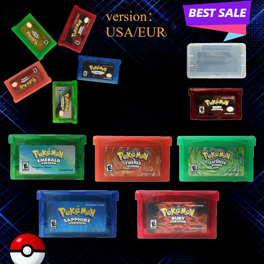 GBA-Spieleserie 32-Bit-Videospiel-Kartusche Konsolenkarte Pokémon (Emerald/FireRed/etc) Hohe Qualität