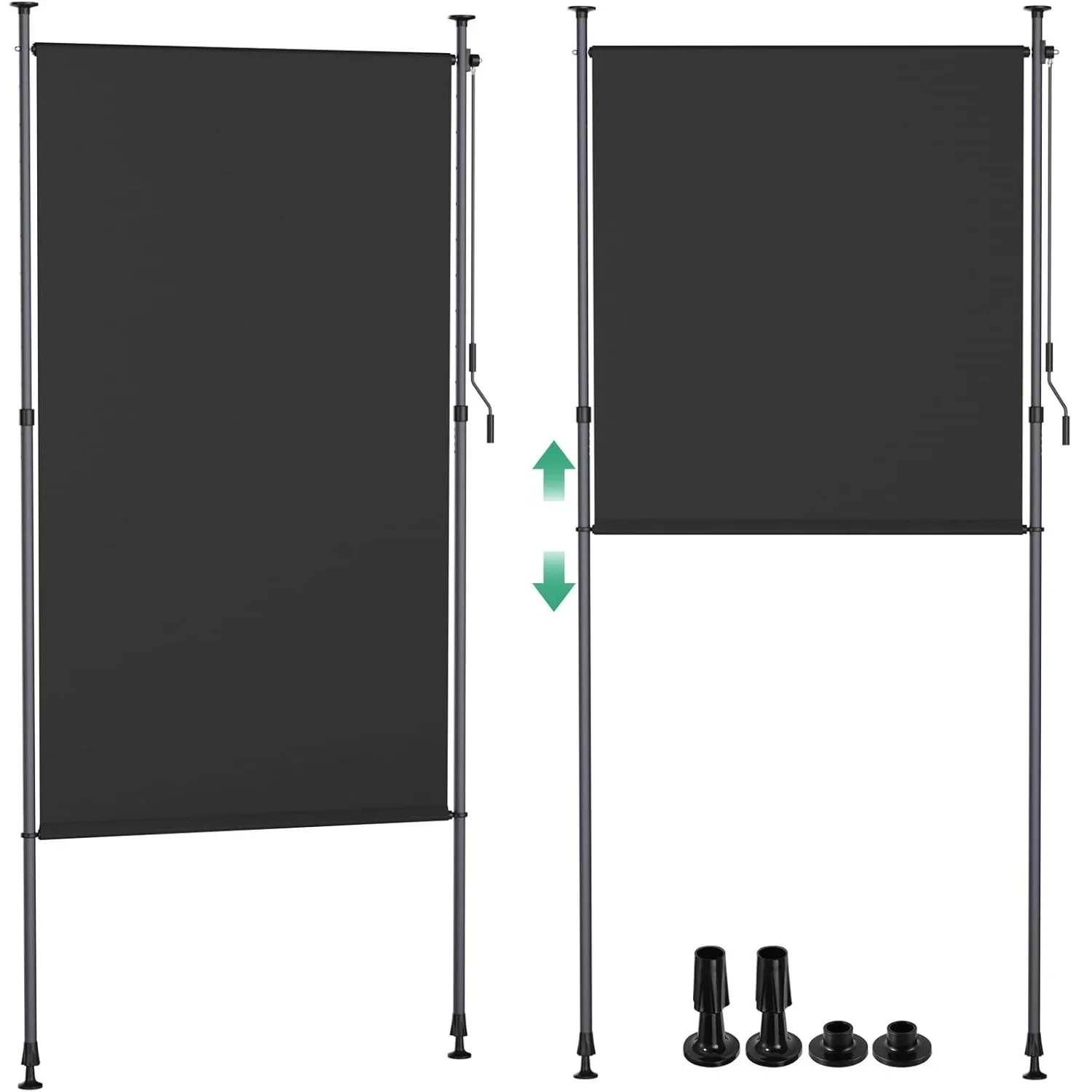 Outdoor-Sonnenschutzmarkise ohne Schrauben, manuell einziehbar mit UV-Schutz – 180 g/m² 100 % Polyester – Verstellbare Pergola-Sonnenschutzabdeckung Image