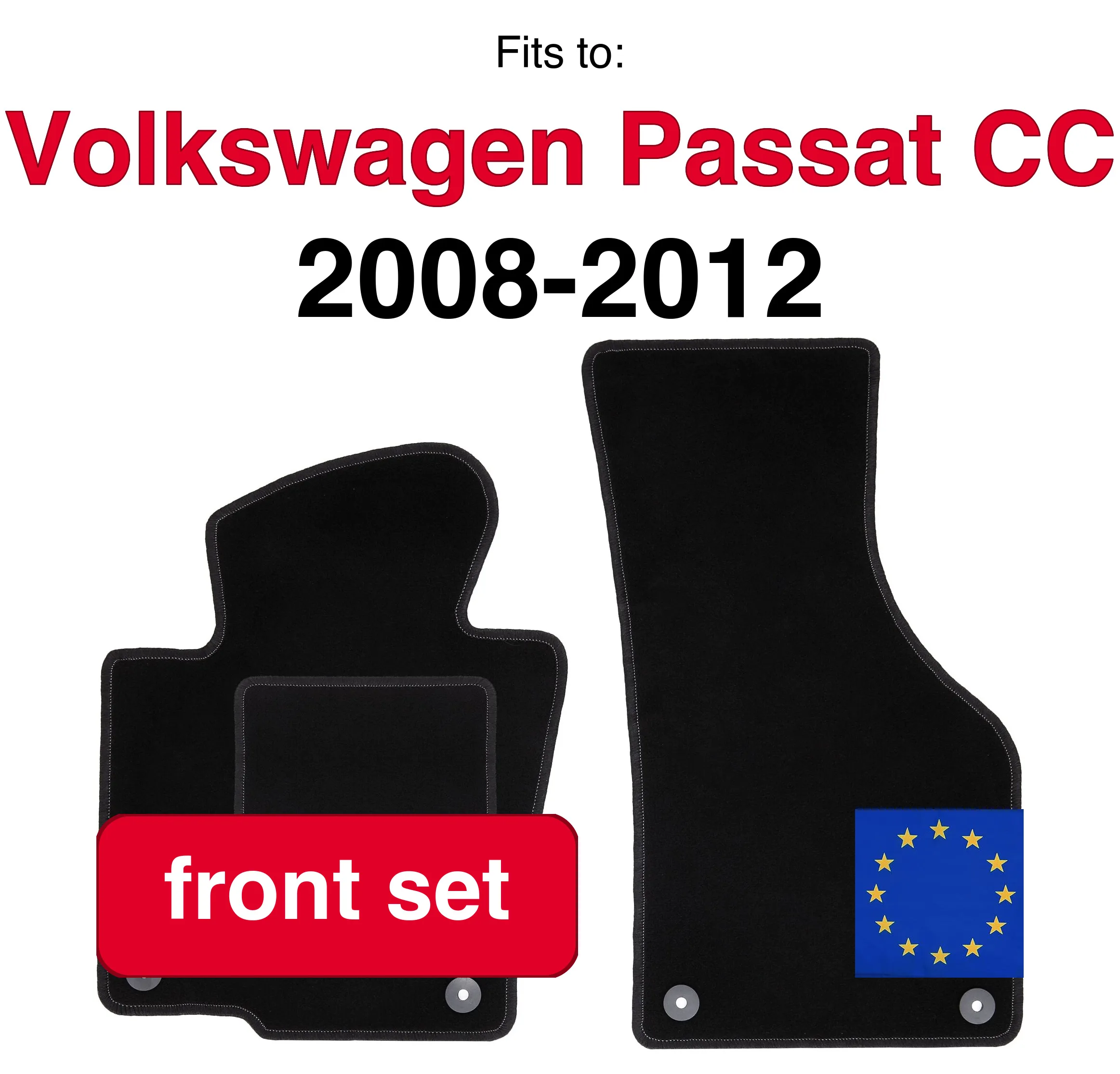 Tapis de sol avant en velours pour voiture, pour Volkswagen Passat B6 berline, break, variante (2005-2010) - Noir (2 pièces) - Ensemble de tapis de sol avant pour voiture