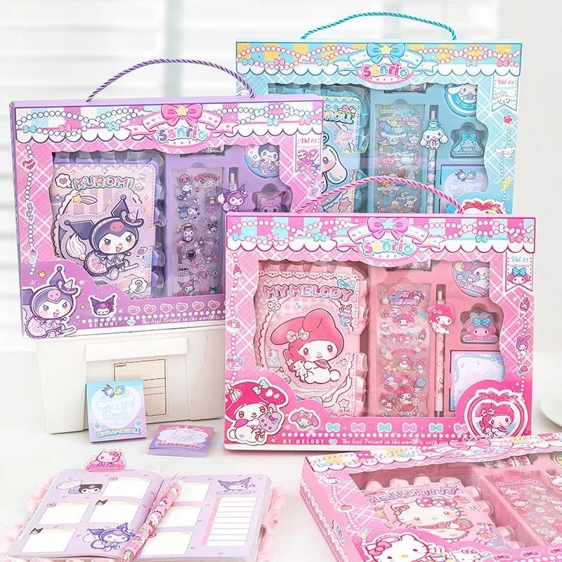 Sanrio – nouveau coffret cadeau Hello Kitty Kuromi My Melody Cinnamoroll, coffret cadeau de dessin animé Kawaii, papeterie pour étudiants, grand coffret cadeau