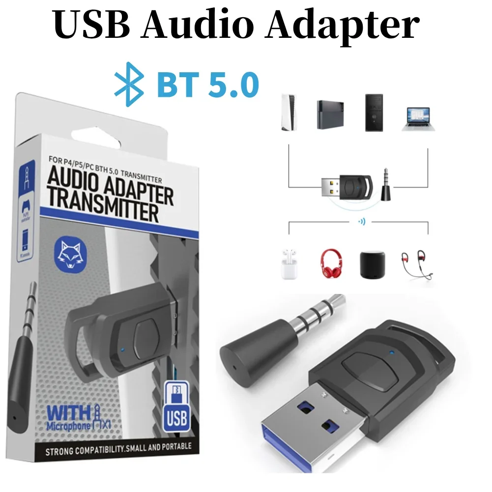 Adaptateur émetteur sans fil Bluetooth 5.0, récepteur pour Console de jeu PS5, casque Audio, casque d