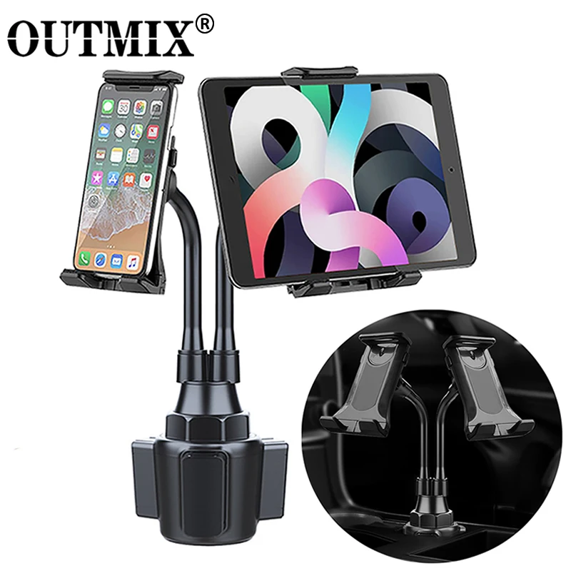 Support de téléphone universel réglable pour porte-gobelet de voiture OUTMIX, support de tablette pour téléphone portable de 4 à 13 pouces, tablette PC, GPS