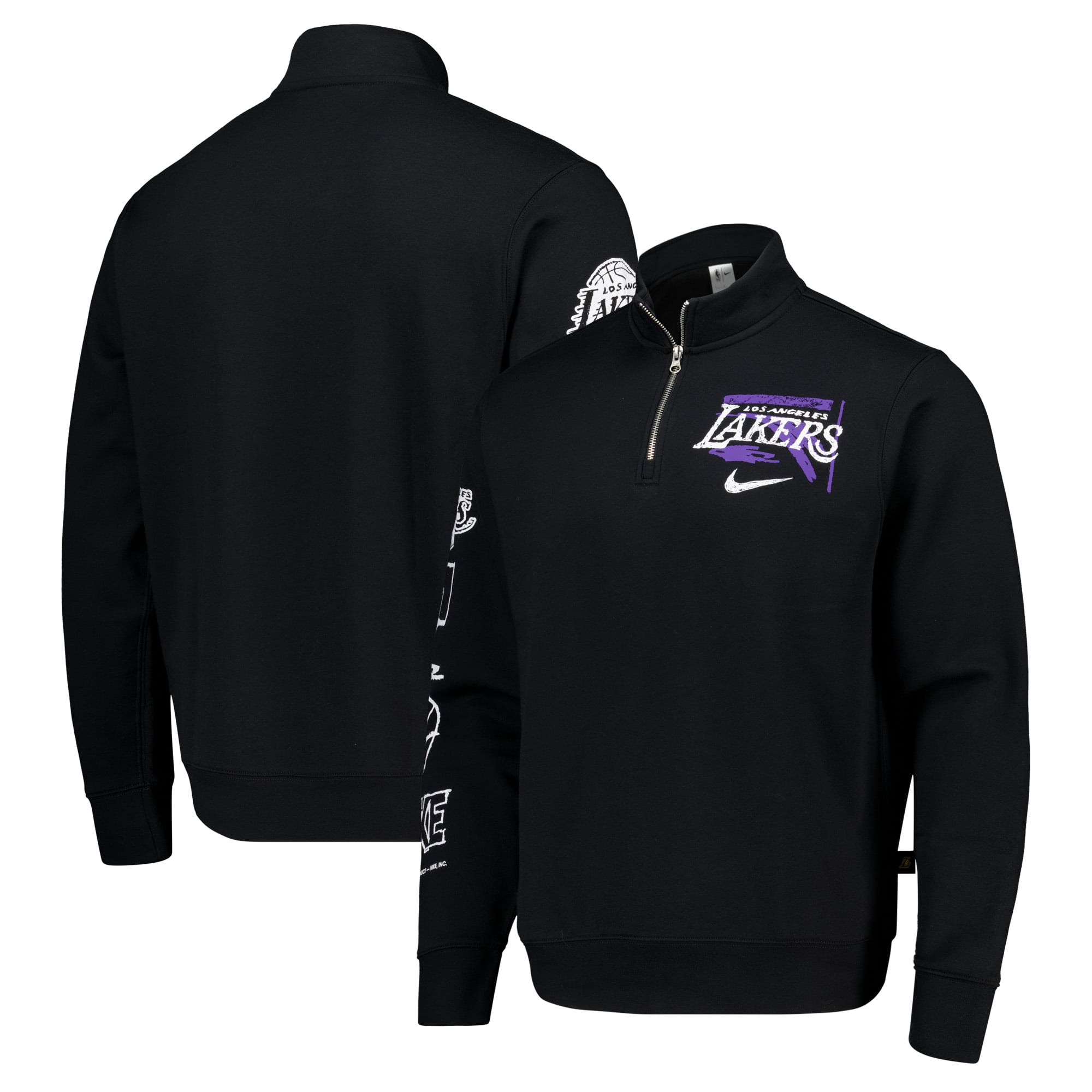 Los Angeles Lakers Nike Courtside Half-Zip-Oberteil – Schwarz – Herren