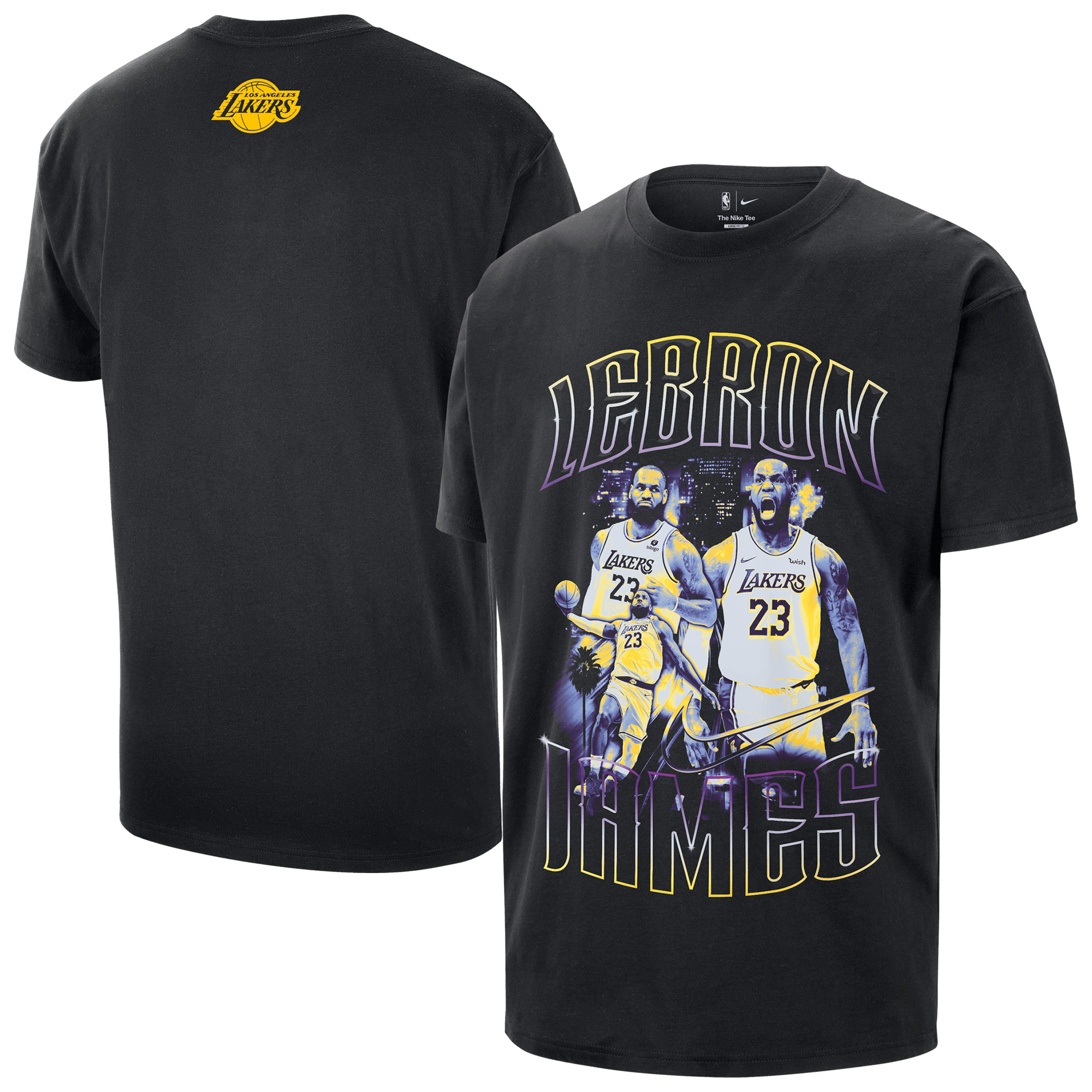 "Los Angeles Lakers Nike LeBron James Photo T-Shirt – Schwarz – Herren" Image