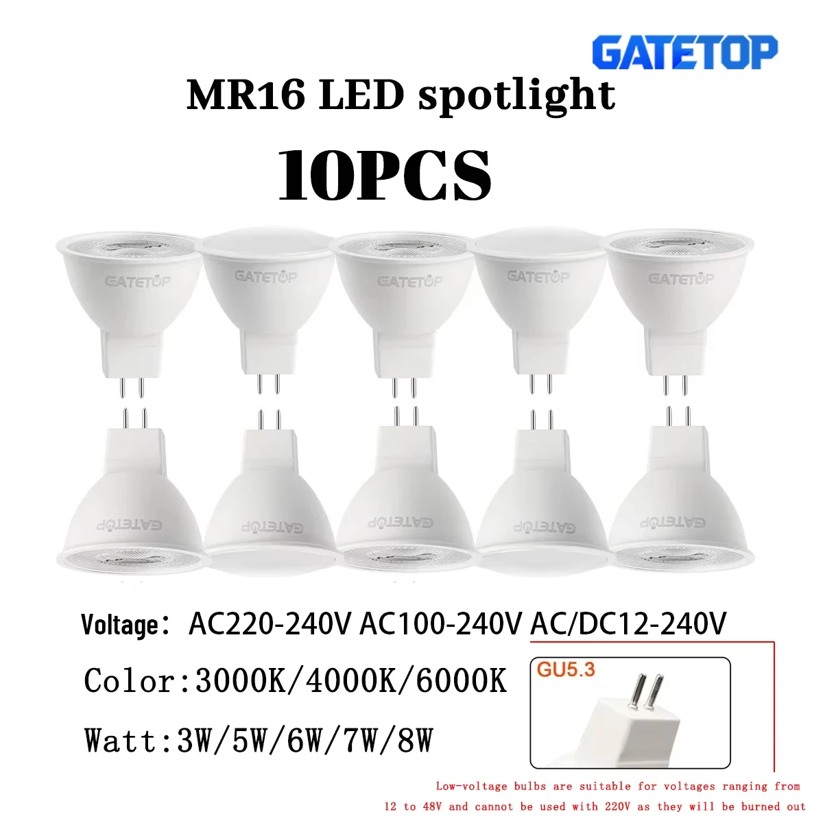 10PCS MR16 LED Strahler Birne Lampada AC 110V 220V 12V Bombillas Spot Licht GU5.3 Ersetzen Die 50W Halogen Lampe Hause Derection