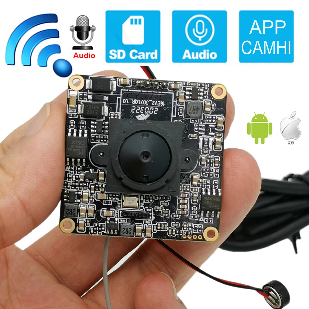5mp 2mp 1080p hd onvif p2p Größe 38*38mm Audio drahtloses IP-Kamera modul Mini-WLAN-SD-Kartens teck platz Camhi Home Security-Kamerasystem Image