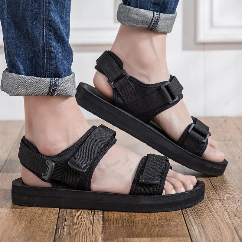 Plus Große Größe 48 49 50, reine schwarze Herren-Freizeitsandalen für breiten Fuß, Diabetiker-Schuhe, Daumen-Eversion, weich, bequem, atmungsaktiv