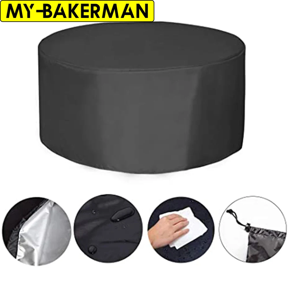 Runde Terrassenmöbel-Abdeckungen, 210D-Hochleistungs-Gartenmöbel-Abdeckungen, Tischabdeckung aus winddichtem, wasserdichtem, UV-beständigem Garten