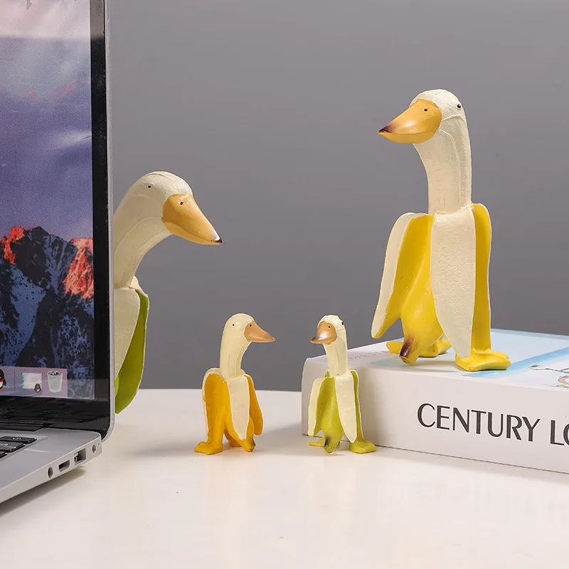 Sculptures de décoration de jardin créatives, décoration de jardin vintage, art de jardinage, canard banane pelé fantaisiste, statues de maison, artisanat