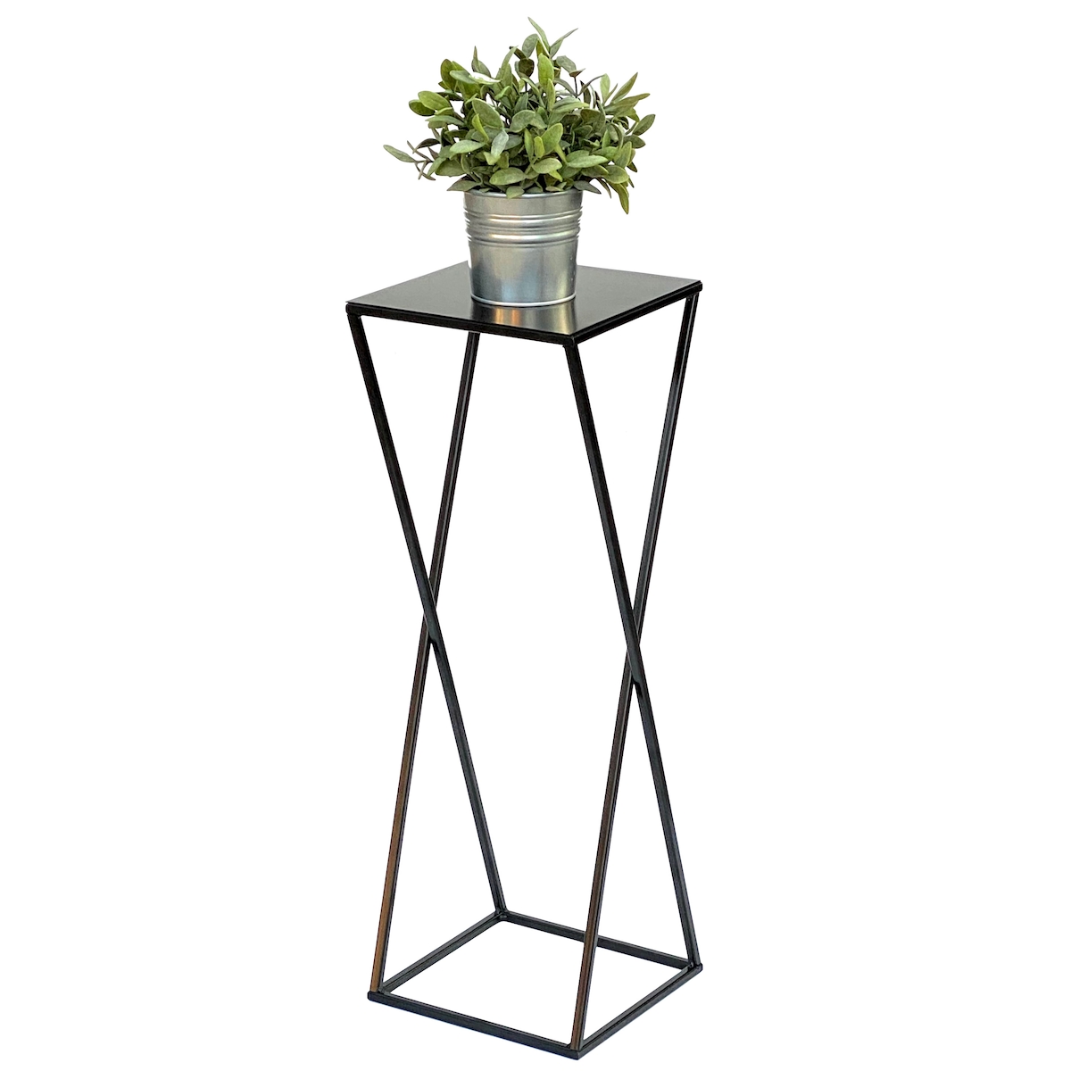 DanDiBo Blumenhocker Metall Schwarz Eckig 68 cm Blumenständer Beistelltisch 437 Blumensäule Modern Pflanzenständer Pflanzenhocker Image