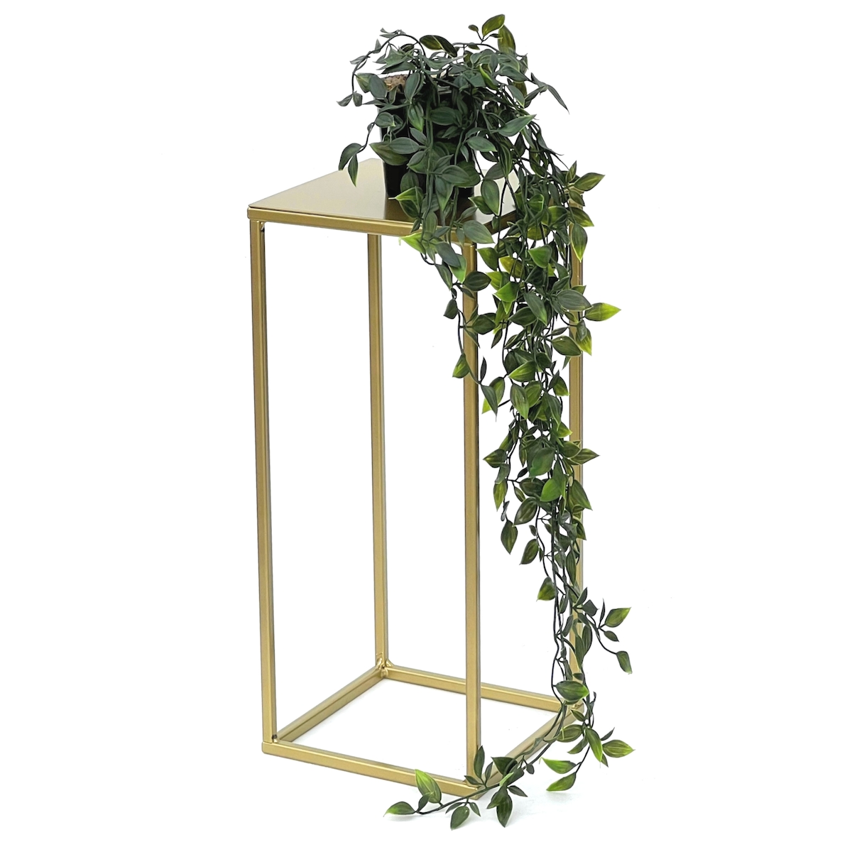 DanDiBo Blumenhocker Metall Gold Eckig S 42 cm Blumenständer Beistelltisch 96406 Blumensäule Modern Pflanzenständer Pflanzenhocker Image