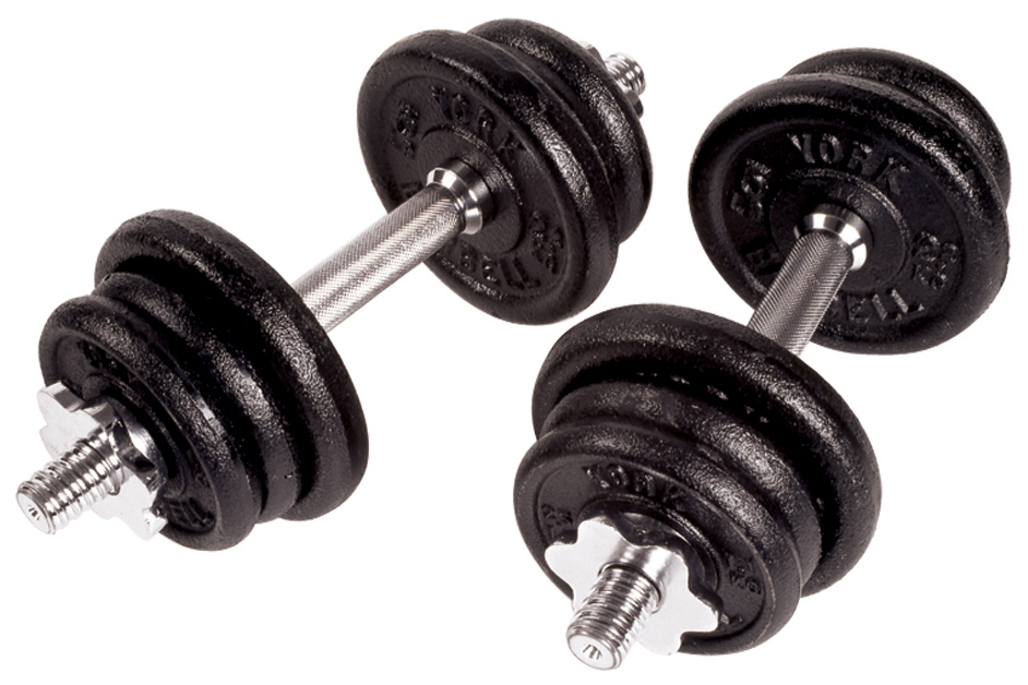 York Cast Iron Adjustable Spinlock Dumbbell Set