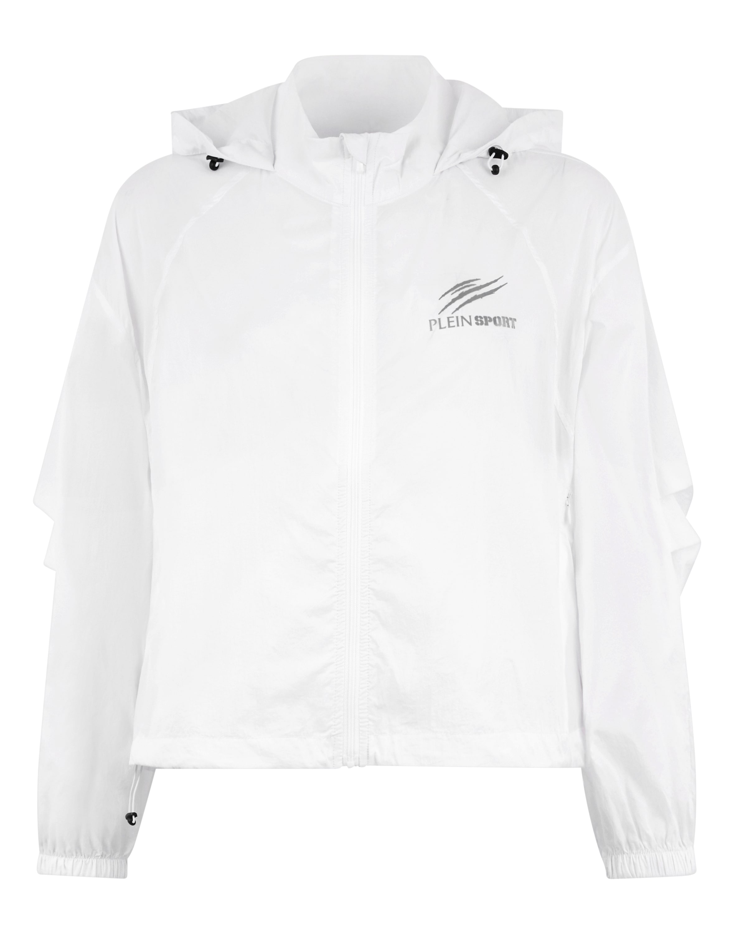 Windbreaker PLEIN SPORT "Windbreaker Jacket Scratch", Damen, Gr. XS, 01, weiß, Obermaterial: 100% Polyamid, Jacken Windbreaker Image