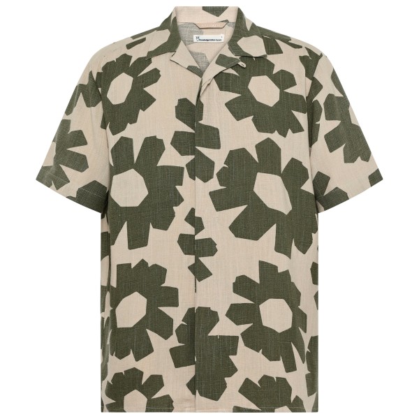KnowledgeCotton Apparel - Linen-Mix Printed Shirt - Hemd Gr L oliv/beige