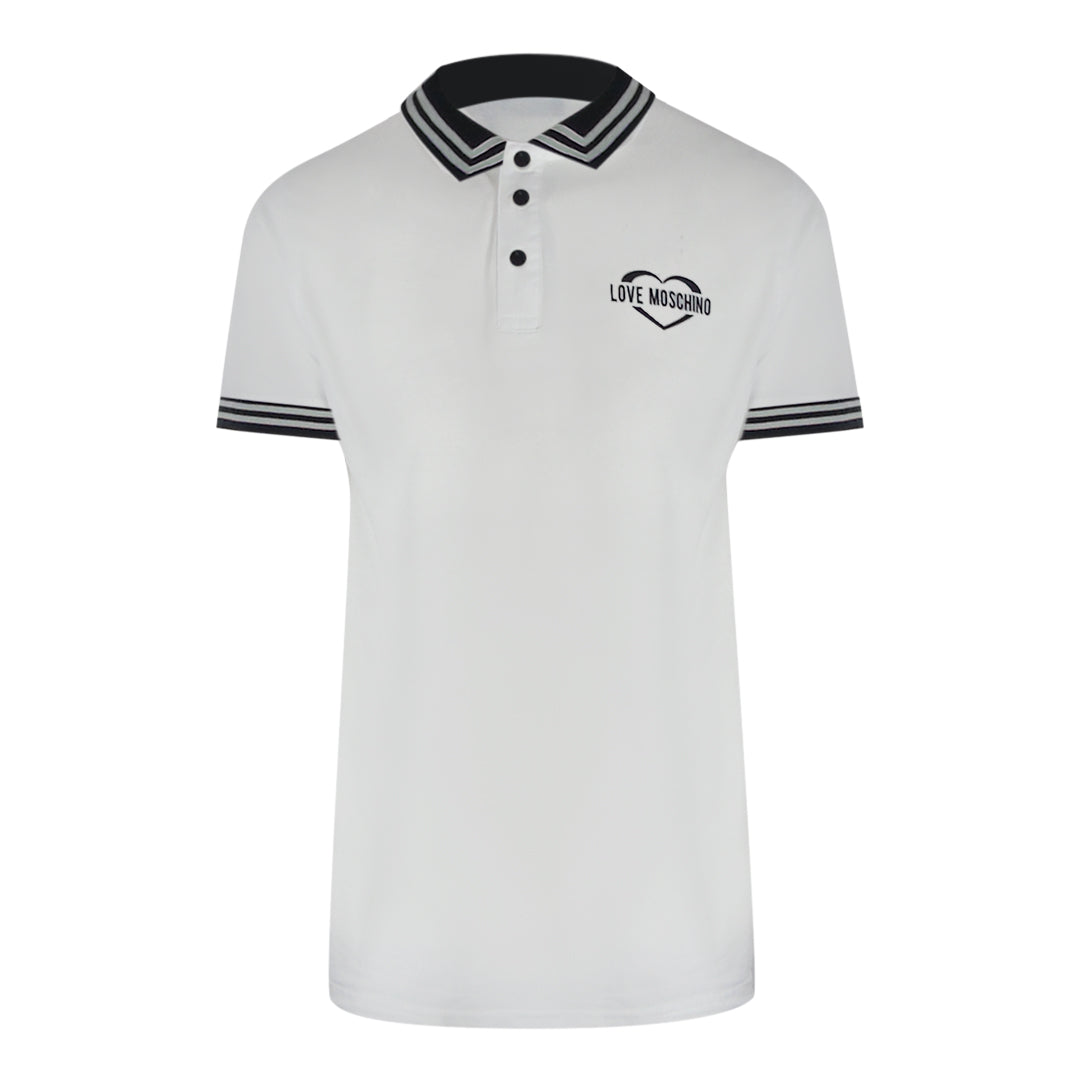 Love Moschino Poloshirt Mit Zweifarbigem Kragen Und Love-logo, Weiß