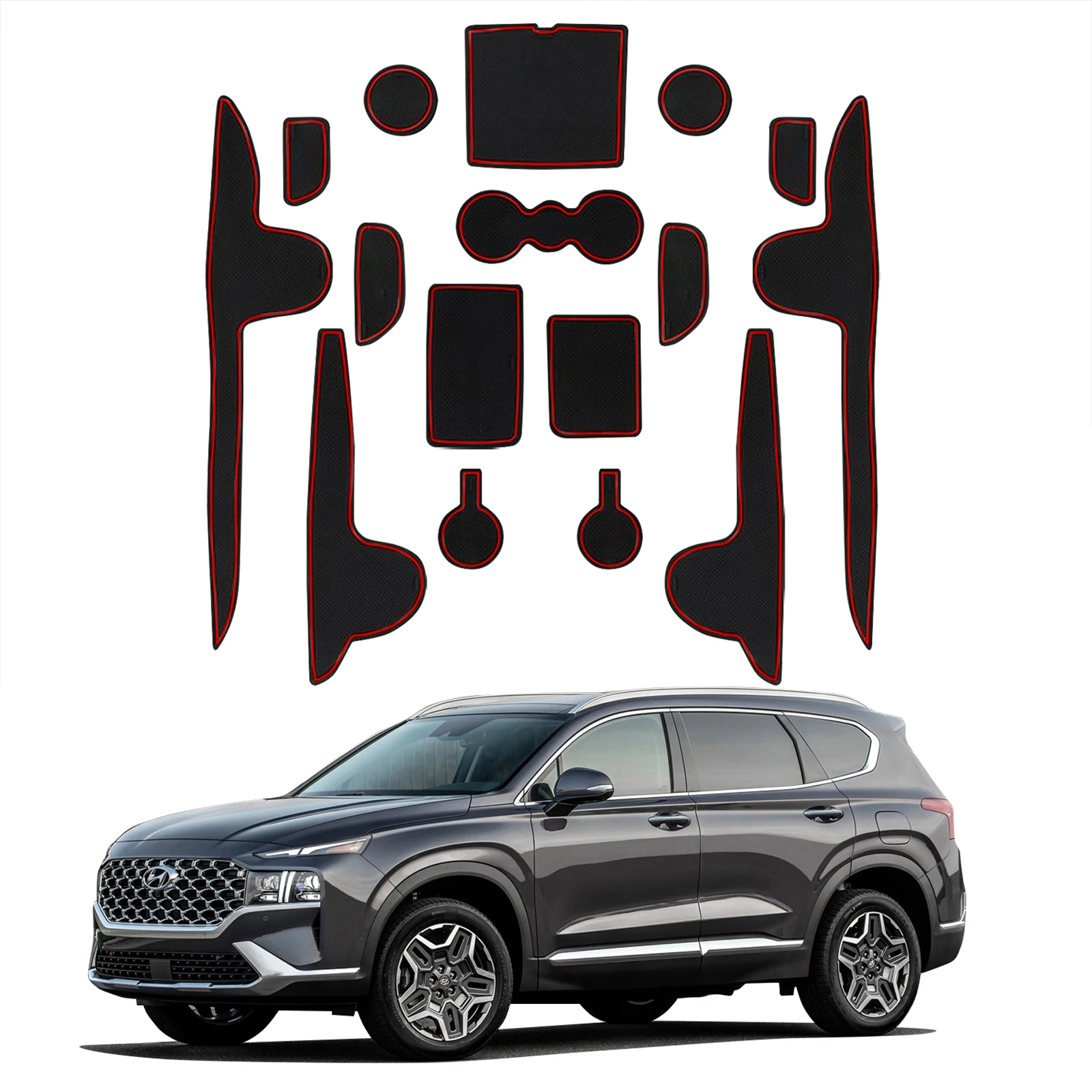 LFOTPP Auto Porta Groove Mat per Hyundai Santa Fe TM 2021 2022 2023 Antiscivolo Mat gomma Gate Slot Pad Auto Santa Fe Accessori 2023