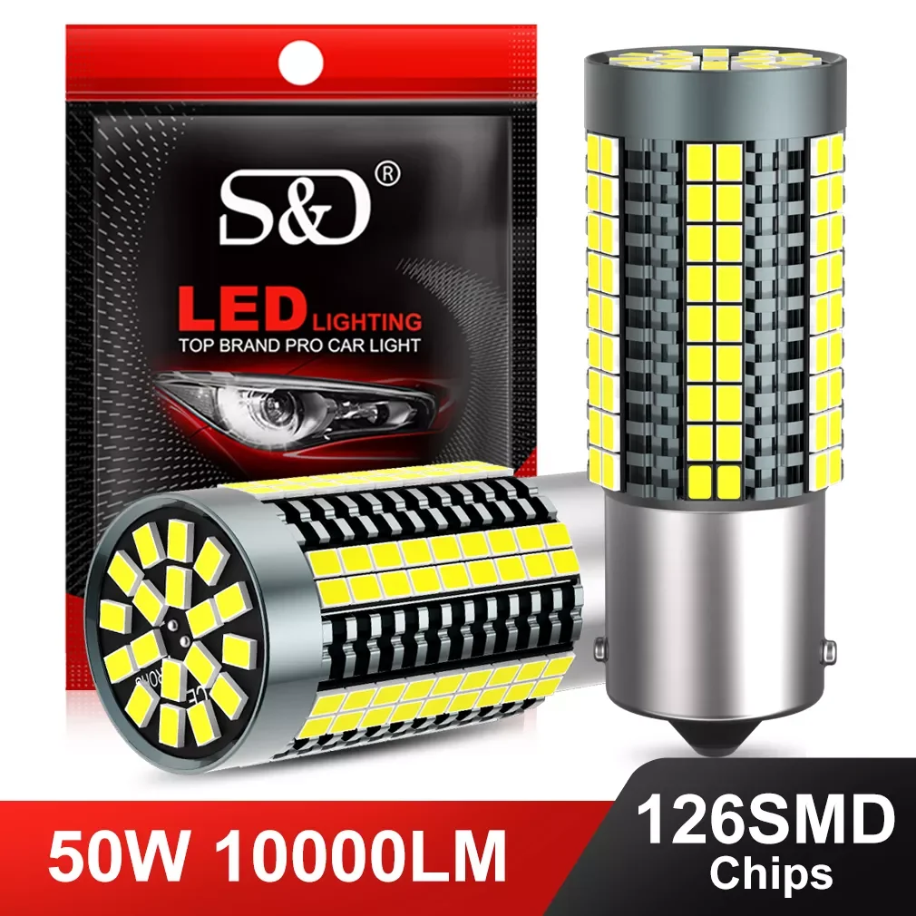 50W P21W Led 1156 BA15S BAU15S PY21W 1157 BAY15D P21/5W R5W R10W T20 7440 W21W P21/5W 7443 W21/5W Lampada LED Indicatore di direzione inverso