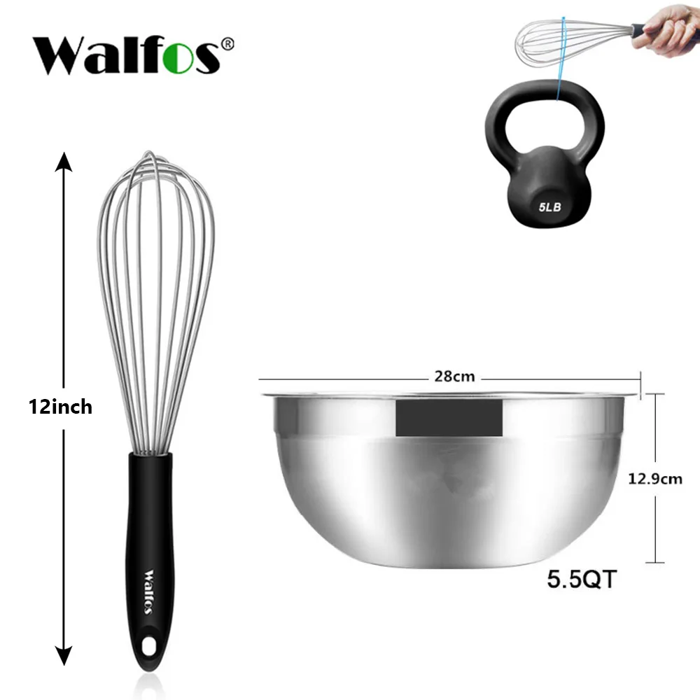 WALFOS frullino per le uova in filo di acciaio inossidabile frullino per le uova manuale crema per le uova burro frullino per le uova utensili da cucina