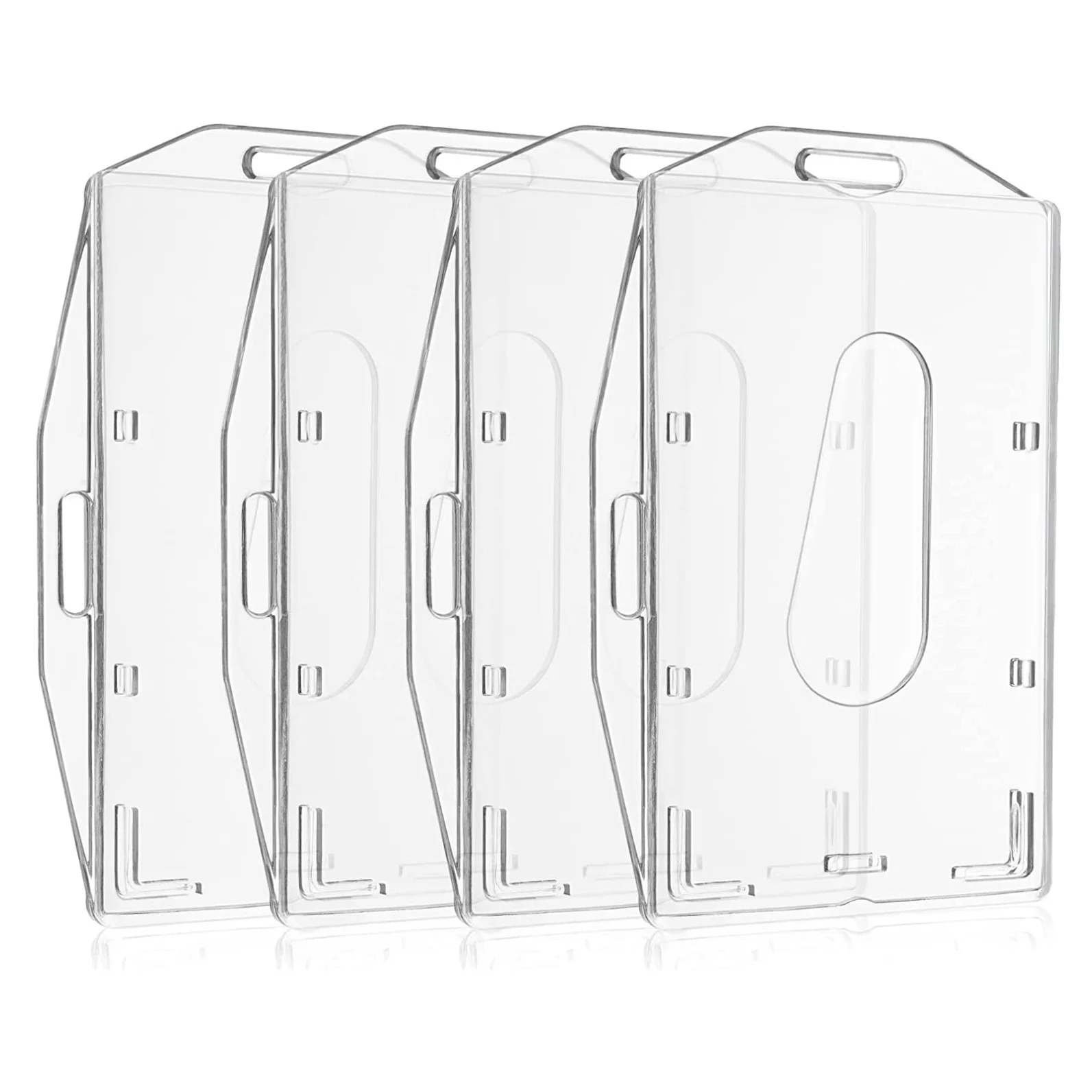 Porta carte di credito trasparente in plastica dura da 1 pezzo porta Badge identificativo per carta da lavoro porta carte d'identità trasparente verticale a doppia faccia