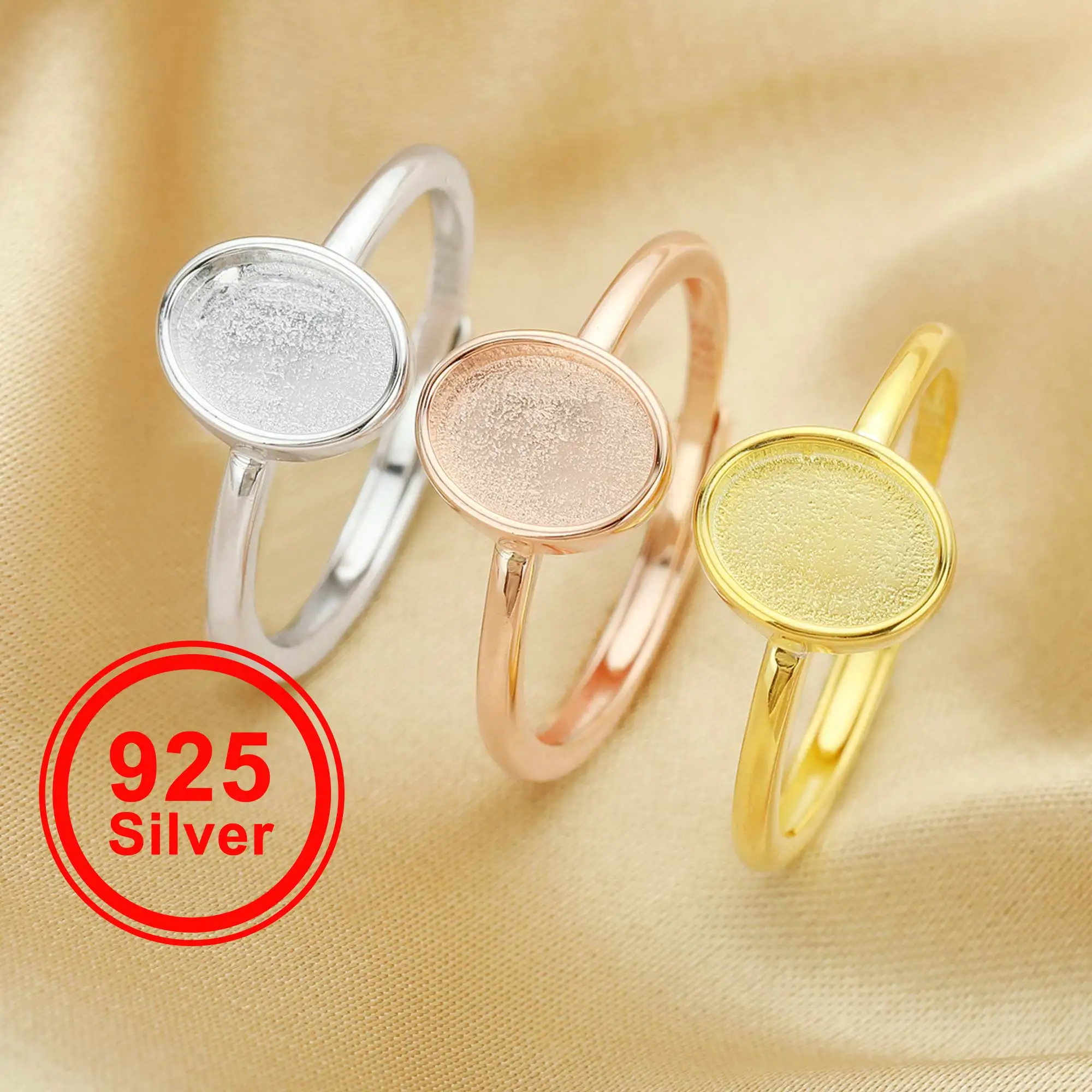 Anello ovale in resina con latte materno, montatura a castone, in argento sterling 925 massiccio, anello impilabile con castone alto 1224155