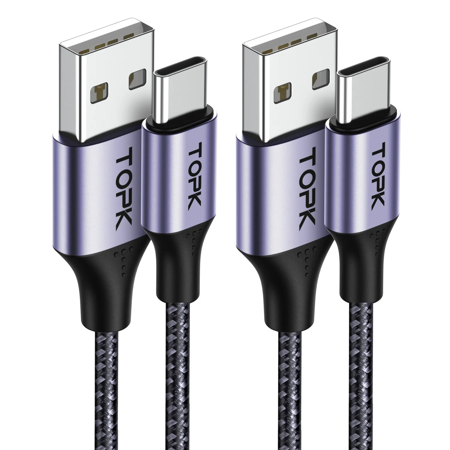 [Confezione da 2] cavo di ricarica USB C, cavo di ricarica USB C veloce TOPK 3A cavo di sincronizzazione dati intrecciato in Nylon da USB A A tipo C per Samsung