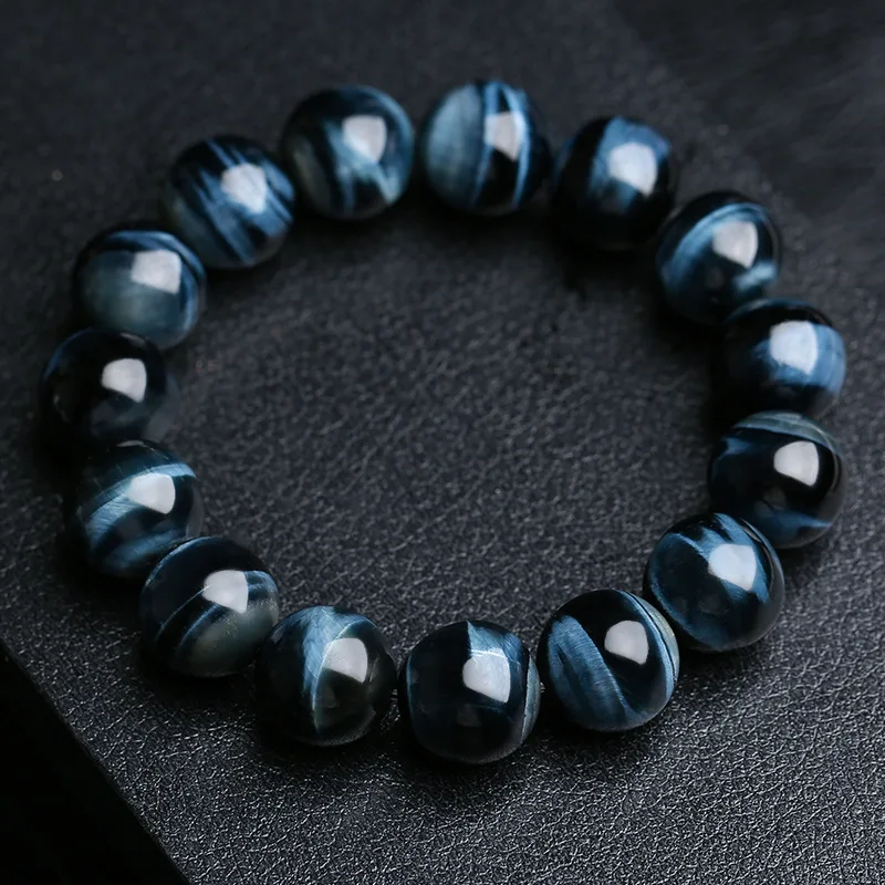 5A + Bracciali con occhio di tigre blu fulmine da uomo Braccialetti con corda elastica in pietra naturale di altissima qualità per gioielli da donna