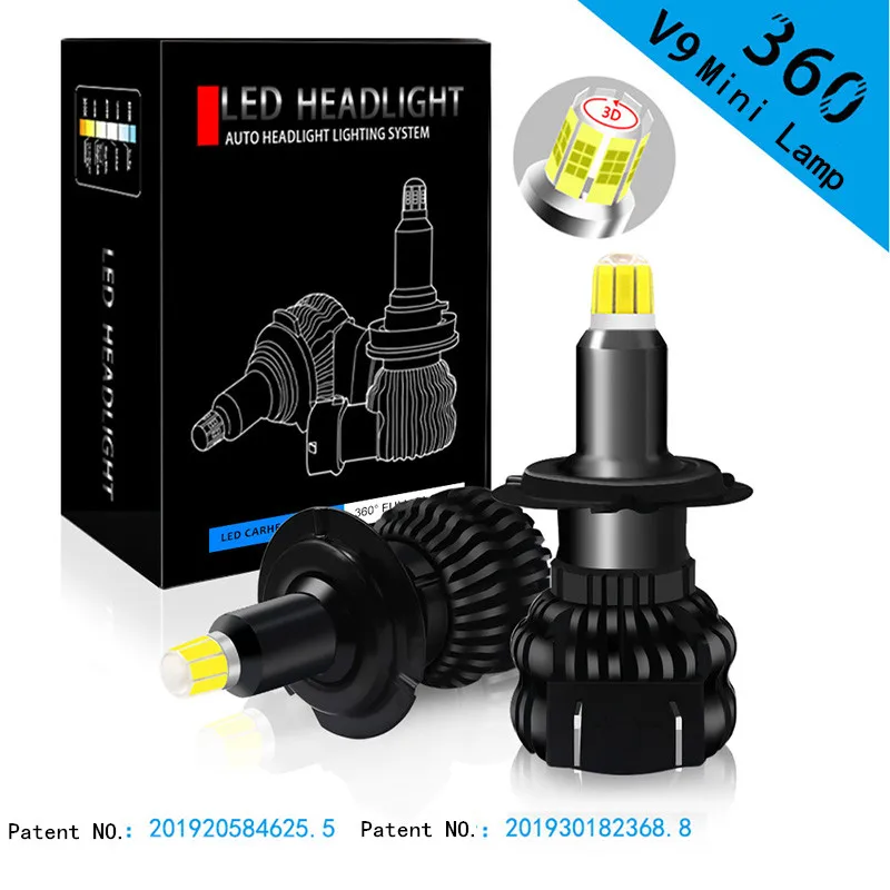 2 Pezzi Lampadine LED H1 H7 per Fari Auto, H8 H11 Luci Auto, HB3 9005 HB4 9006 9012 Fari Fendinebbia, 6500K Lampadine per Fari Moto DC 12V # V9