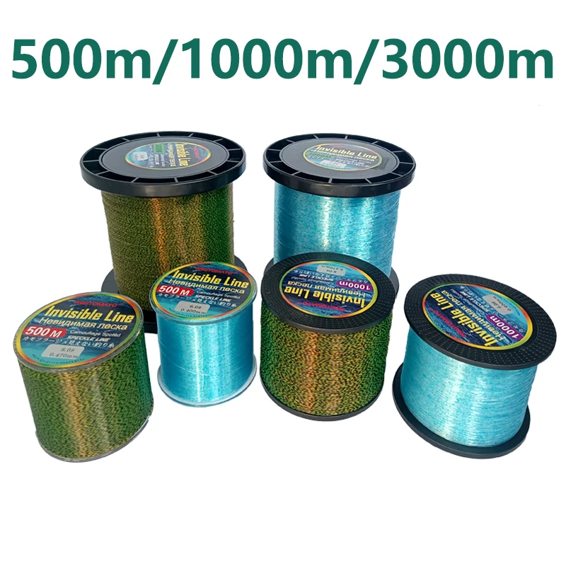 500m 1000m 3000m Lenza da pesca maculata 3D Linea maculata invisibile Monofilamento Lenza da pesca rivestita in fluorocarbonio Attrezzatura da pesca