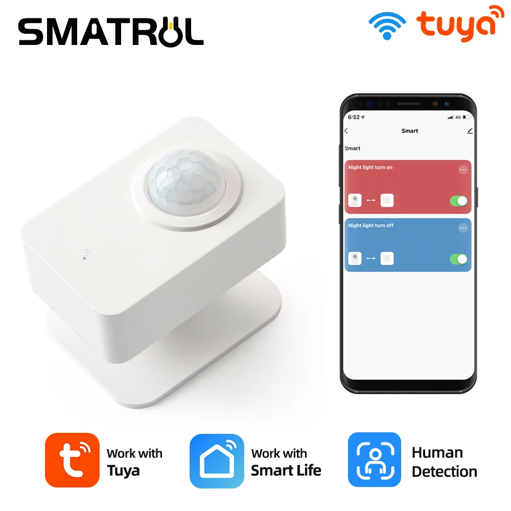 SMATRUL Tuya WiFi PIR sensore di movimento movimento del corpo umano rilevatore a infrarossi EU Wireless Smart Life APP sistema di allarme di sicurezza domestica