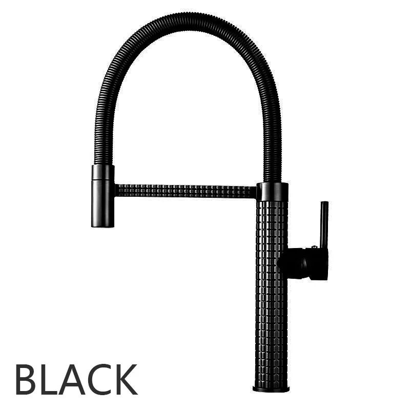 Rubinetto da cucina a molla di fascia alta Rubinetto nero di lusso in ottone per lavello da cucina 360 ° Rubinetto girevole Accessori da cucina Rubinetto per lavello