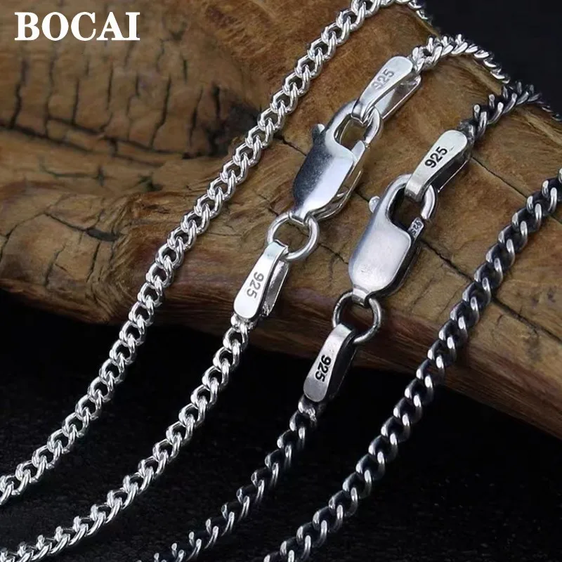 BOCAI Nuovo 100% 925 Accessori di gioielli in argento sterling Alla moda Punk Hip Hop Collane da uomo e da donna Catena cubana Stile Detaj